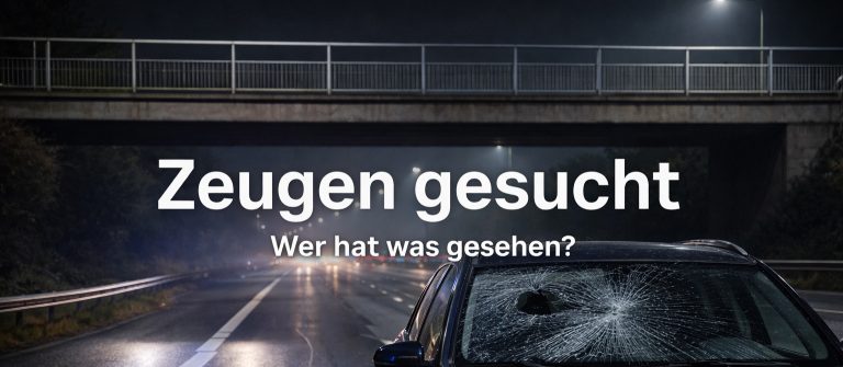 Symbolbild windschutzscheibe Brückenwurf Zeugen gesucht