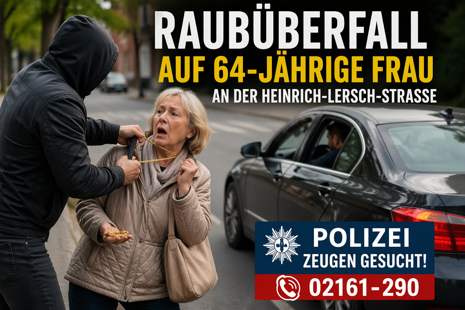 Raub in Mönchengladbach Seniorin Kette entrissen