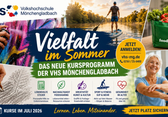 Vielfalt im Sommer – Das bietet das neue Kursprogramm der VHS Mönchengladbach Anfang Juli