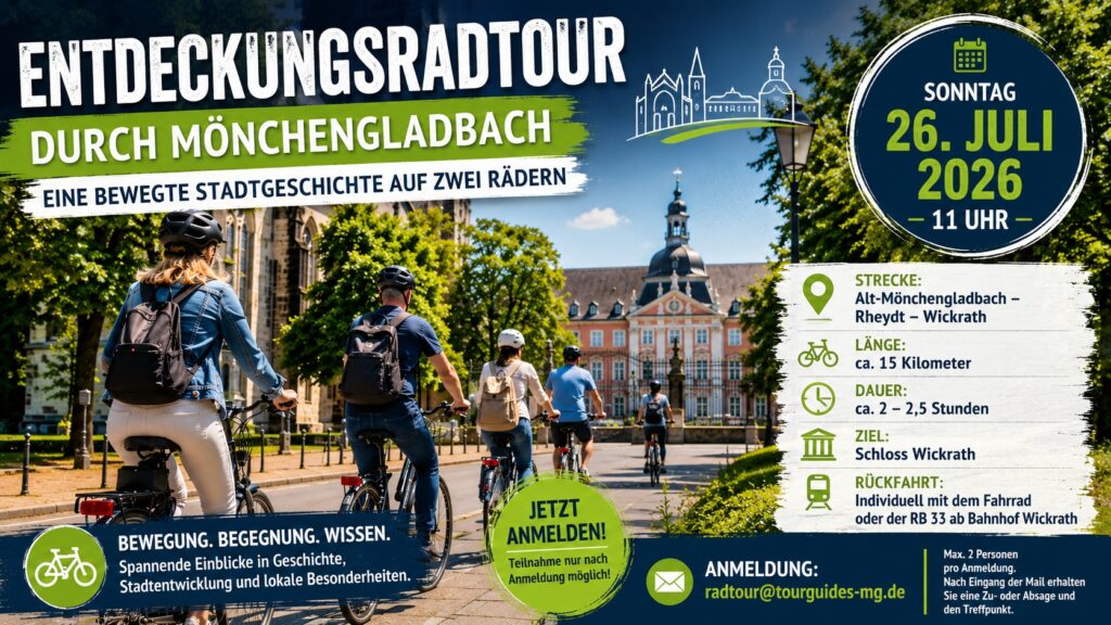 Teilnehmer einer geführten Fahrradtour durch Mönchengladbach im Rahmen des Mobilitätsjahres.