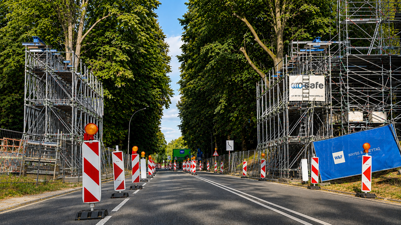 Abschnitt der Hermann-Piecq-Anlage in Mönchengladbach während der Sperrung wegen des Neubaus der Bettrather Brücke.
