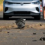 Spuren der enormen Wucht. Selbst das Getriebe flog beim Aufprall komplett aus dem Fahrzeug.