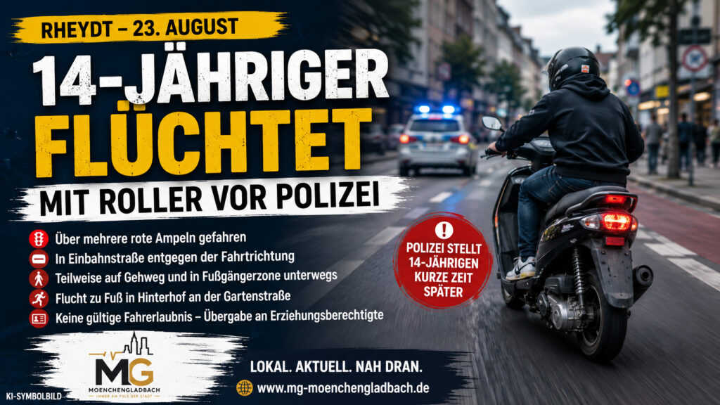 olizeieinsatz nach Flucht eines 14-jährigen Rollerfahrers in Rheydt