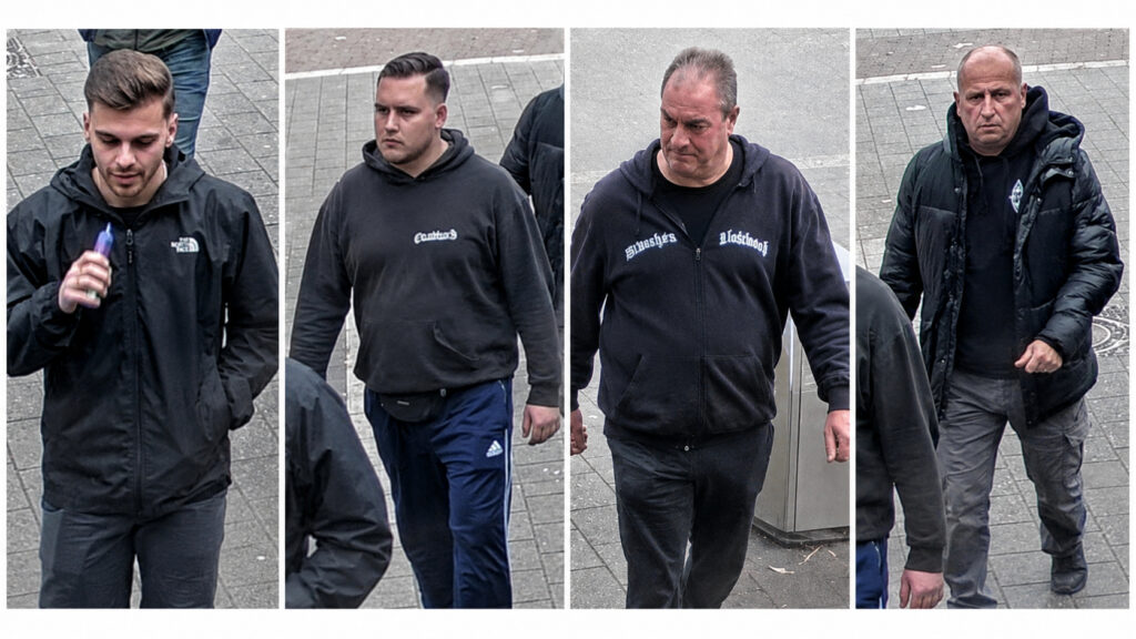 Fahndungsbilder der Bundespolizei Nordrhein-Westfalen zum Vorfall Mönchengladbach-Rheydt.