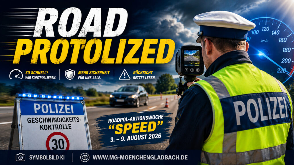 Polizeikontrolle im Straßenverkehr während der ROADPOL-Aktionswoche in Mönchengladbach
