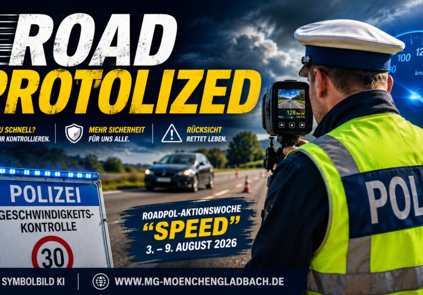 Polizeikontrolle im Straßenverkehr während der ROADPOL-Aktionswoche in Mönchengladbach