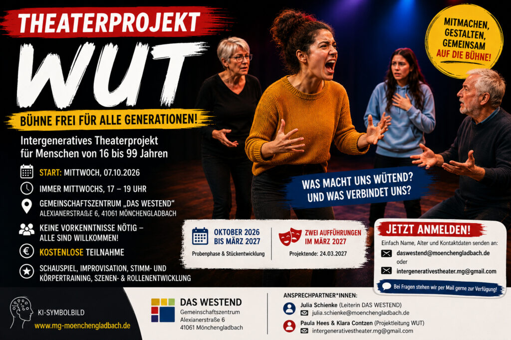 Theaterprojekt WUT im Gemeinschaftszentrum Das Westend in Mönchengladbach