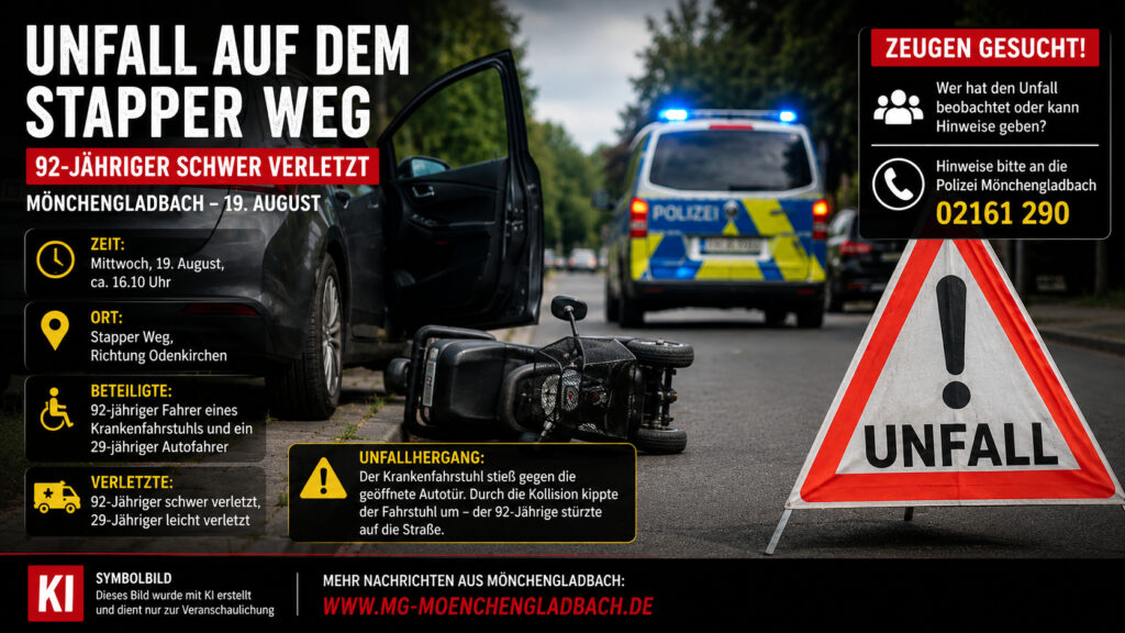 Unfall auf dem Stapper Weg in Mönchengladbach