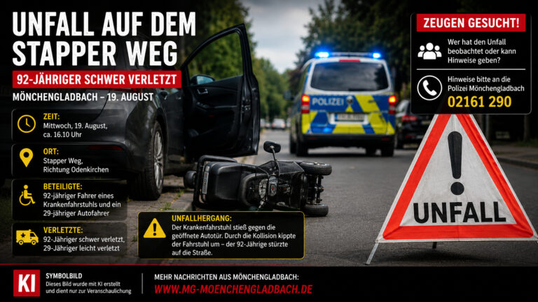 Unfall auf dem Stapper Weg in Mönchengladbach