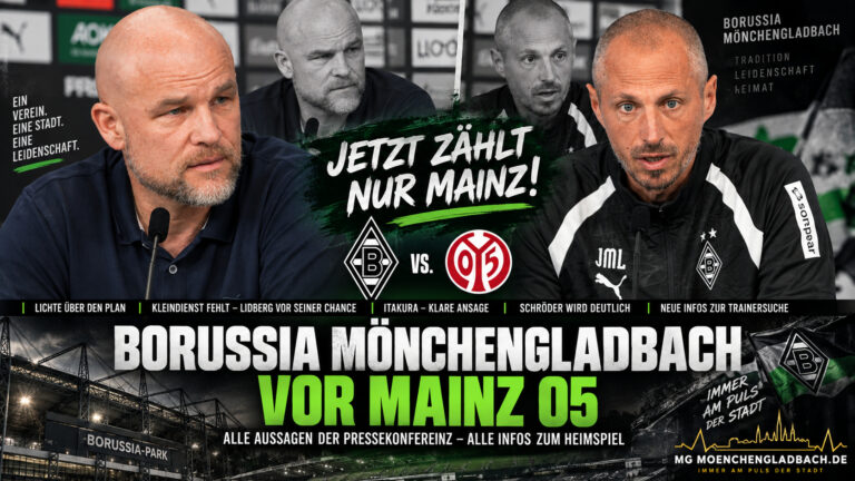 Borussia Mönchengladbach vor dem Heimspiel gegen Mainz 05: Jan Moritz Lichte und Rouven Schröder bei der Pressekonferenz
