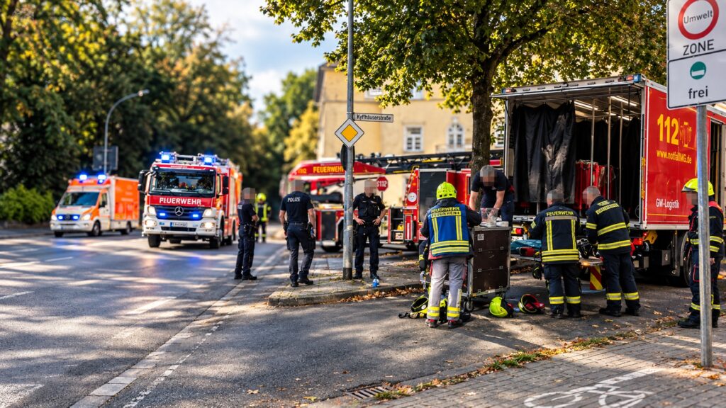 Kellerbrand an der Kyffhäuserstraße in Mönchengladbach: 17 Menschen wurden untersucht, zwei mussten zur Behandlung ins Krankenhaus.