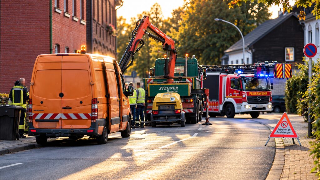 Gasleck an der Ritterstraße in Mönchengladbach: Gas drang in ein Gebäude ein. Die Feuerwehr räumte und belüftete das Haus.