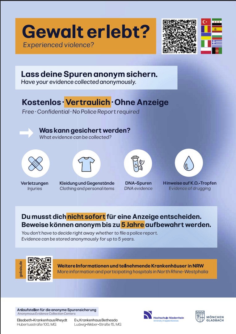 Anonyme Spurensicherung nach Gewalttaten Neue Plakate informieren über Hilfsangebot